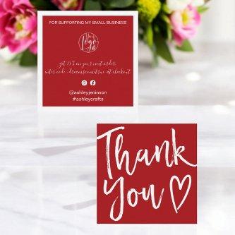 Modern thank you script order red christmas square