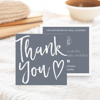 Modern thank you script order simple dusty blue square