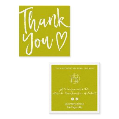 Modern thank you script order simple lime green square