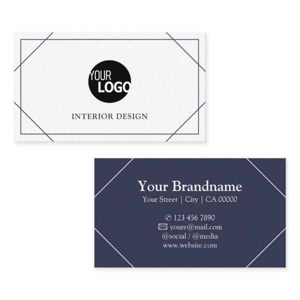 Modern Thin Lines Border Frame Logo Template Blue