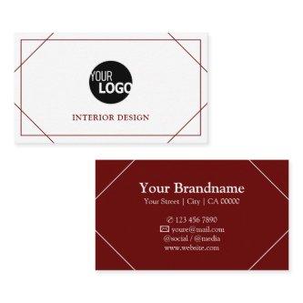 Modern Thin Lines Border Frame Logo Template Red
