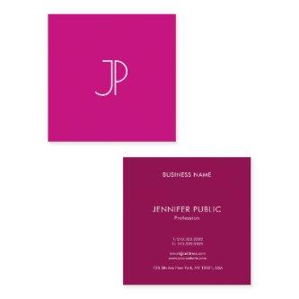 Modern Trend Color Viva Magenta Monogram Initial Square