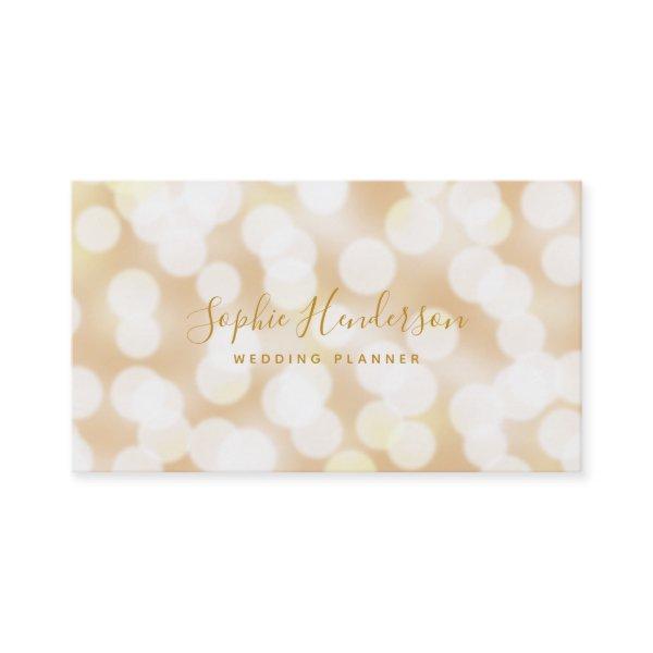 Modern Trendy Calligraphy Champagne Bokeh Lights