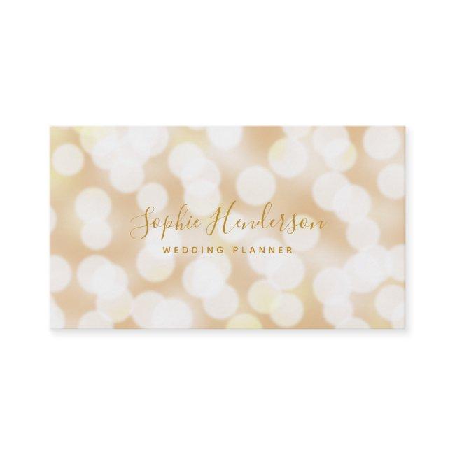 Modern Trendy Calligraphy Champagne Bokeh Lights