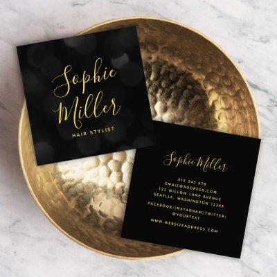 Modern Trendy Calligraphy Dark Bokeh Lights Square