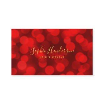 Modern Trendy Calligraphy Ruby Red Bokeh Lights