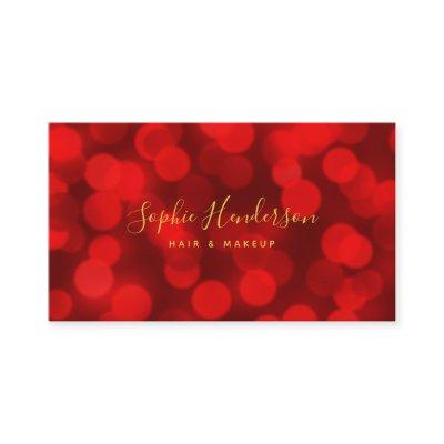 Modern Trendy Calligraphy Ruby Red Bokeh Lights