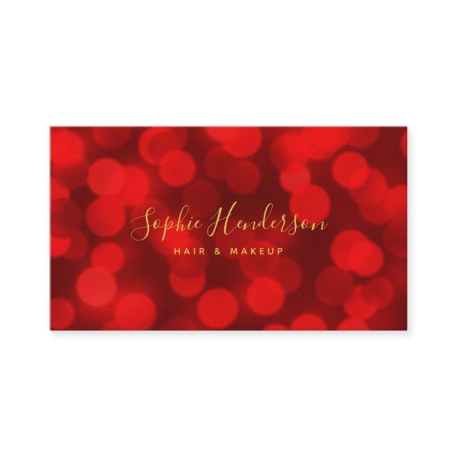 Modern Trendy Calligraphy Ruby Red Bokeh Lights
