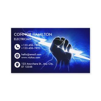 Modern Trendy Cool Blue Lightning Electrician Busi