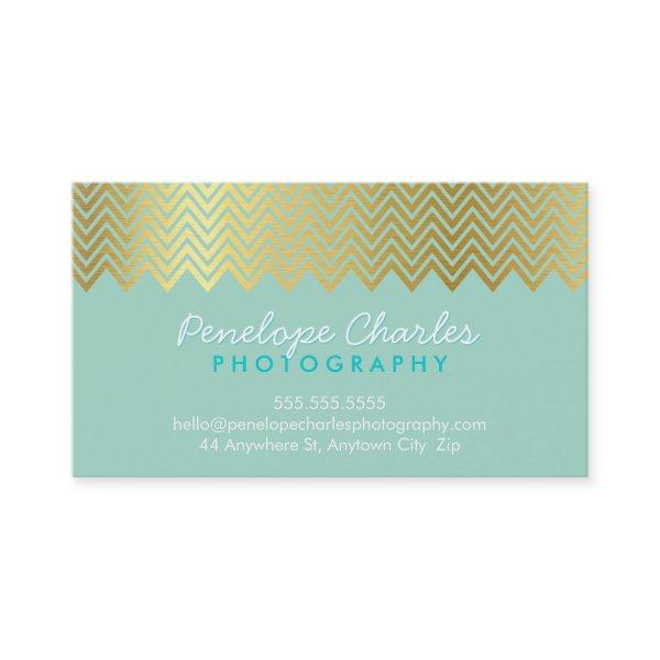 MODERN trendy cool gold foil chevron pattern mint