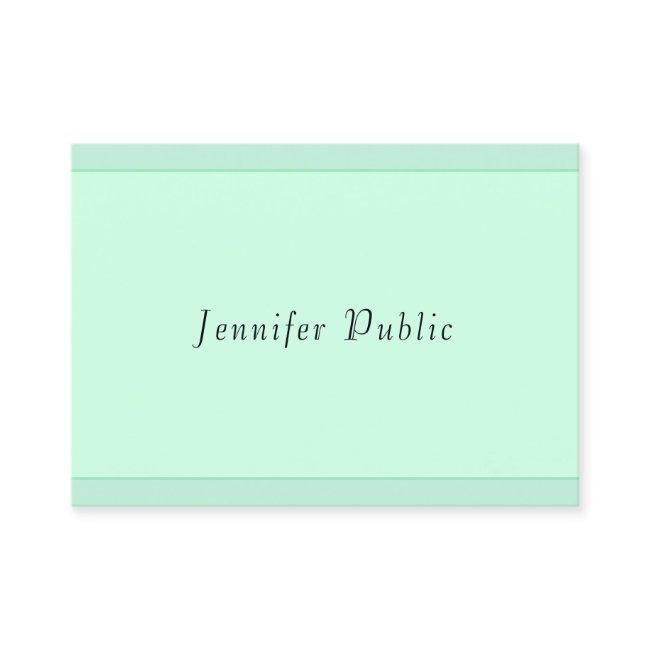 Modern Trendy Elegant Mint Green Script Monogram