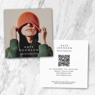 Modern Trendy Full Photo QR Code Social Media Square