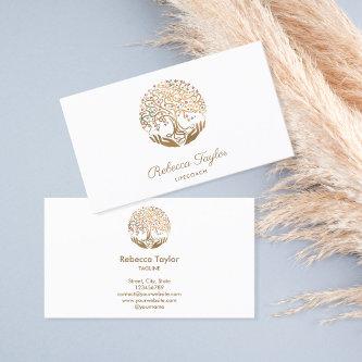 modern trendy life coach tree of life gold yoga