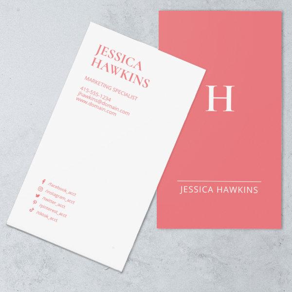 Modern Trendy Modern Monogram Social Media Coral