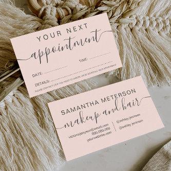 Modern trendy pastel blush pink professional appointment card