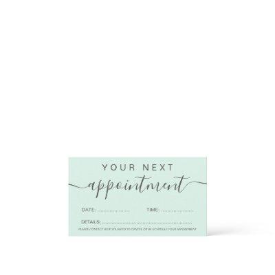 Modern trendy pastel mint green professional appointment card