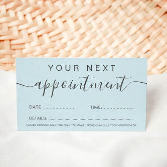 Modern trendy pastel teal blue professional  appointment card