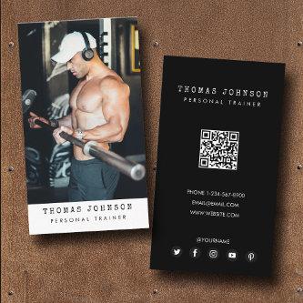 Modern Trendy Personal Trainer Fitness Photo Black