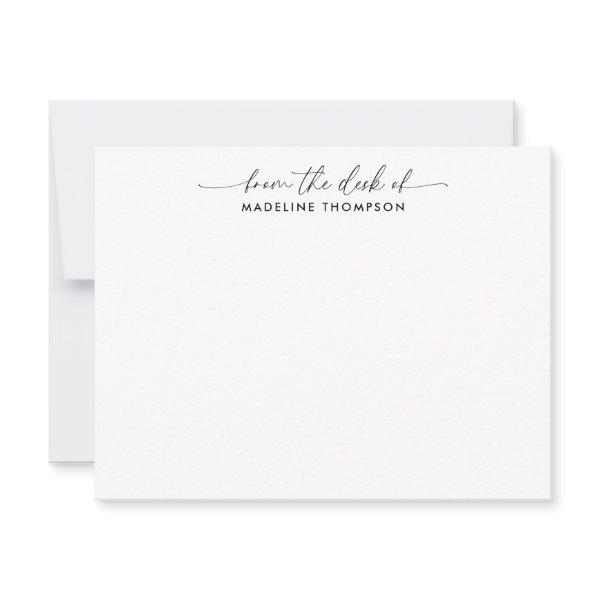 Modern Trendy Script From the desk of Name Note Card