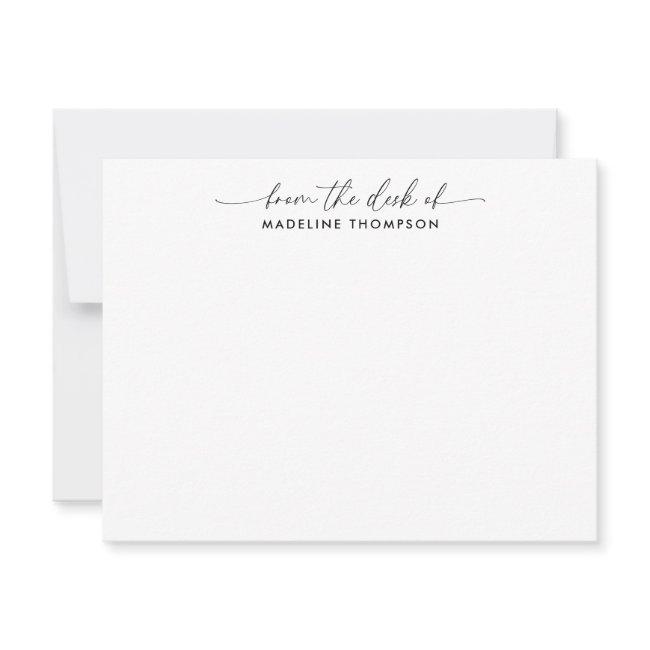 Modern Trendy Script From the desk of Name Note Card