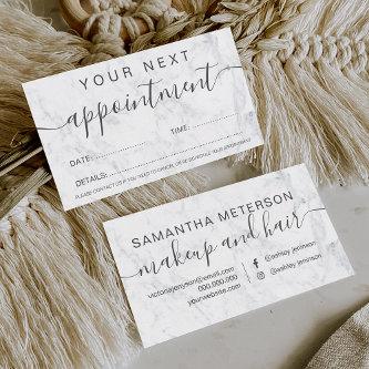 Modern trendy white marble ombre professional appointment card