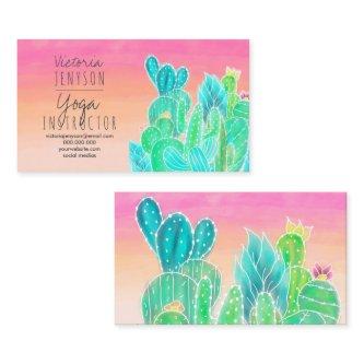 Modern tropical exotic cactus illustration yoga