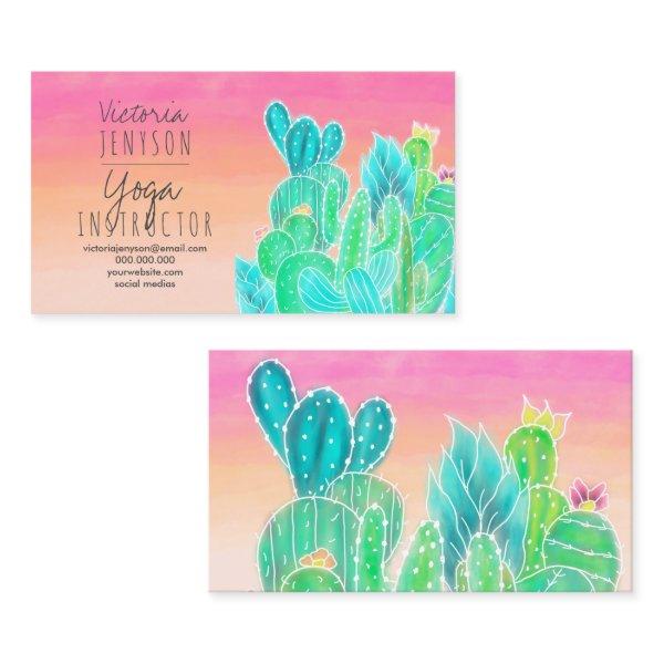 Modern tropical exotic cactus illustration yoga