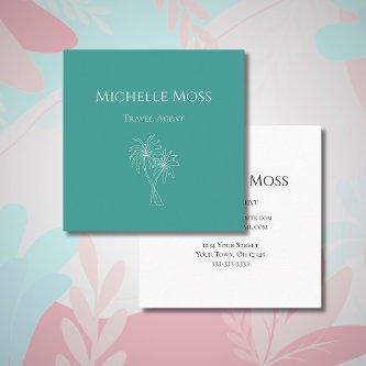 Modern Tropical Foliage Palm Trees Teal Green  Square
