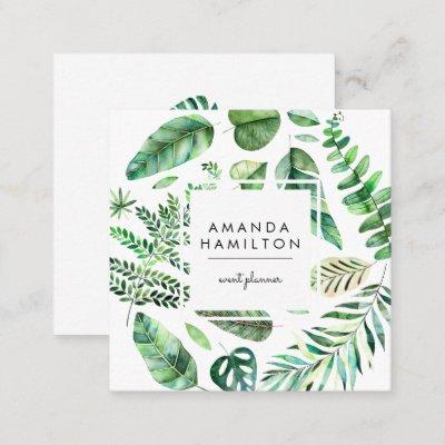Modern Tropical monstera  Watercolor Floral Square