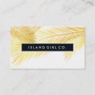 MODERN TROPICAL PALM FRONDS logo trendy gold white