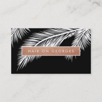MODERN TROPICAL PALM FRONDS logo trendy rose gold
