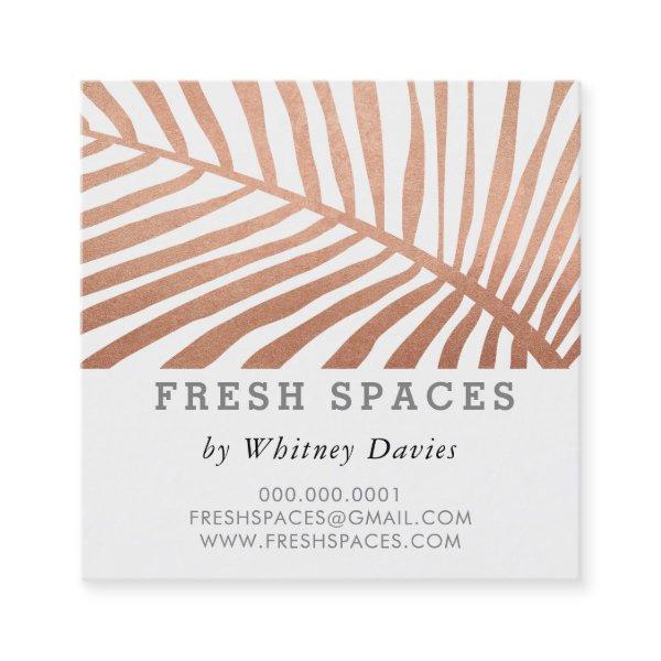 MODERN TROPICAL PALM LEAF logo trendy rose gold Square
