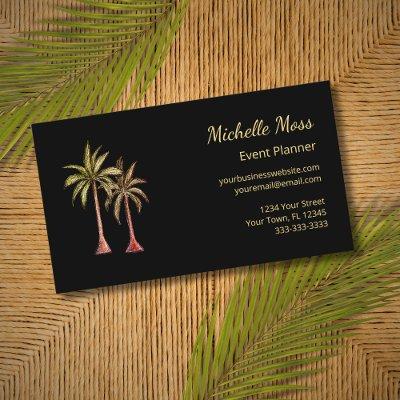 Modern Tropical Palm Trees Event Planner Black