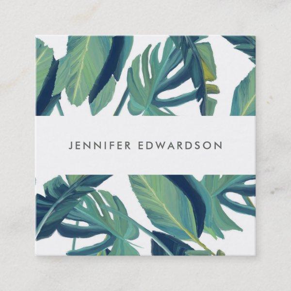 Modern tropical watercolor  leaves professional square
