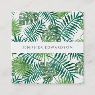 Modern tropical watercolor leaves professional square