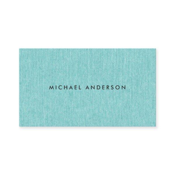 Modern, turquoise aqua blue, printed linen texture