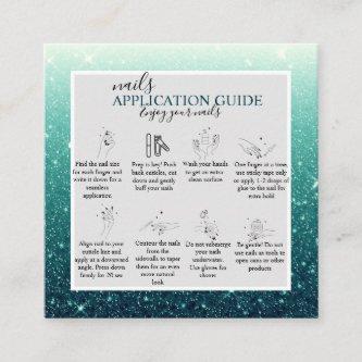 Modern Turquoise Glitter Nail Application Guide  Square