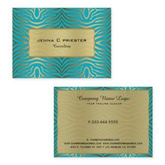 Modern Turquoise & Gold Zebra Stripes Pattern