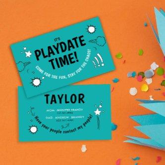 Modern Turquoise Playdate Fun Kid Calling Friends