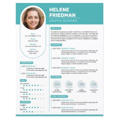 Modern Turquoise Resume, CV - (template)