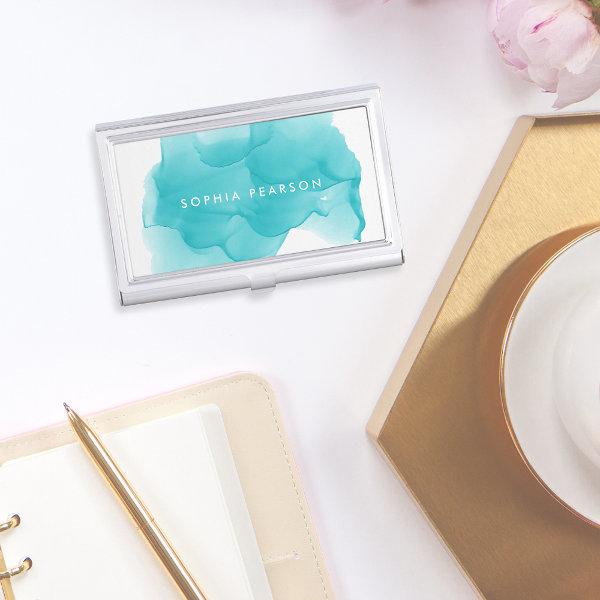 Modern Turquoise Watercolor | Personalized  Case