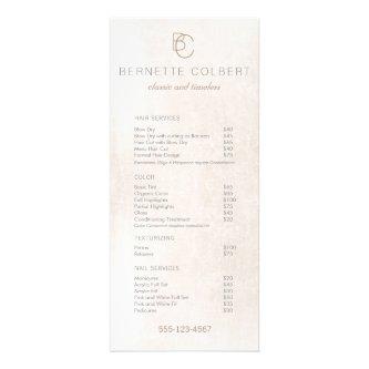 Modern Two Initial Monogram  Salon Price List Menu