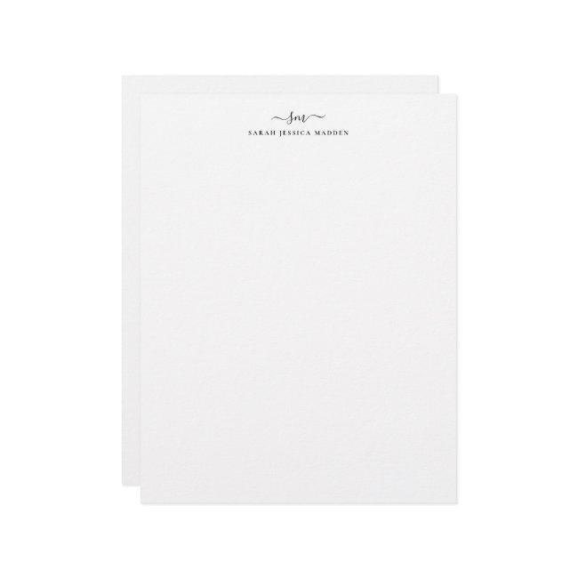 Modern Two Monogram Initial Girly Script Swash Letterhead