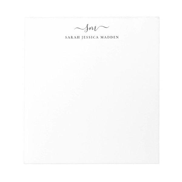 Modern Two Monogram Initial Girly Script Swash Notepad