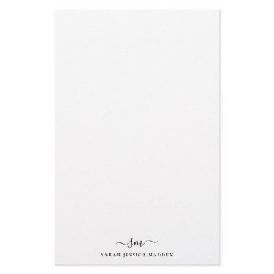 Modern Two Monogram Initial Girly Script Swash Stationery