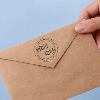 Modern Typography Formal Round Return Address Self-inking Stamp