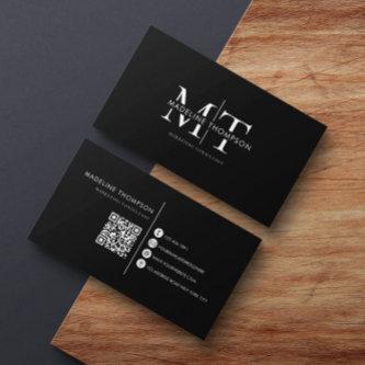 Modern Typography Monogram Black QR code