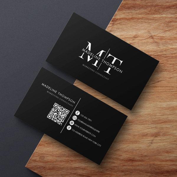 Modern Typography Monogram Black QR code