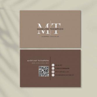 Modern Typography Monogram Khaki And Brown QR code
