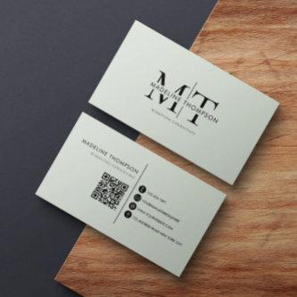 Modern Typography Monogram Sage Green QR code